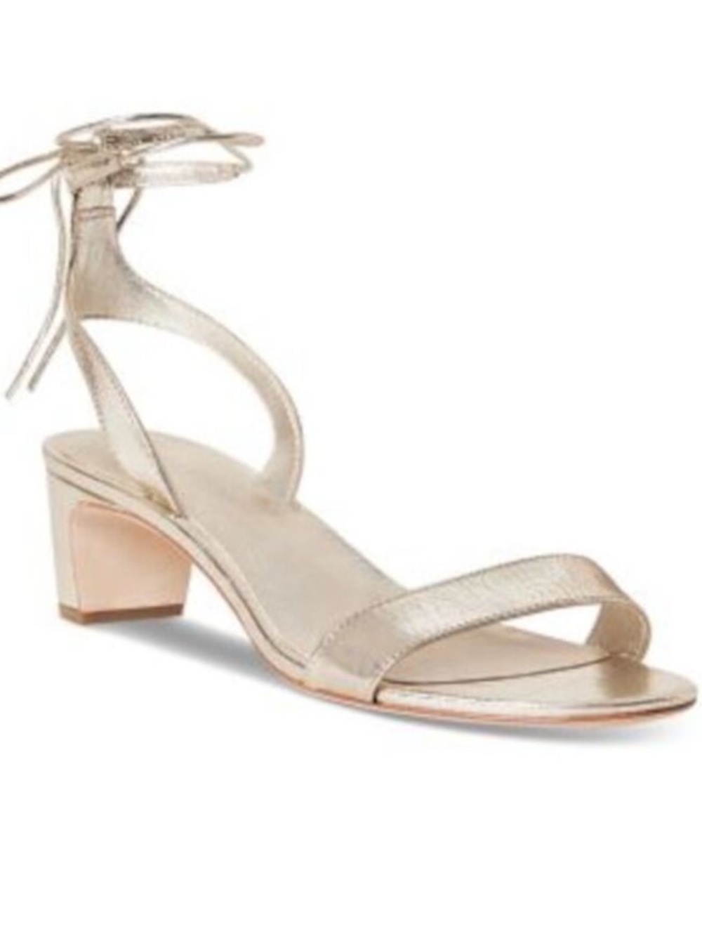 Loeffler Randall Metallic Ankle-Tie Block Heel Sandal..Size 9
